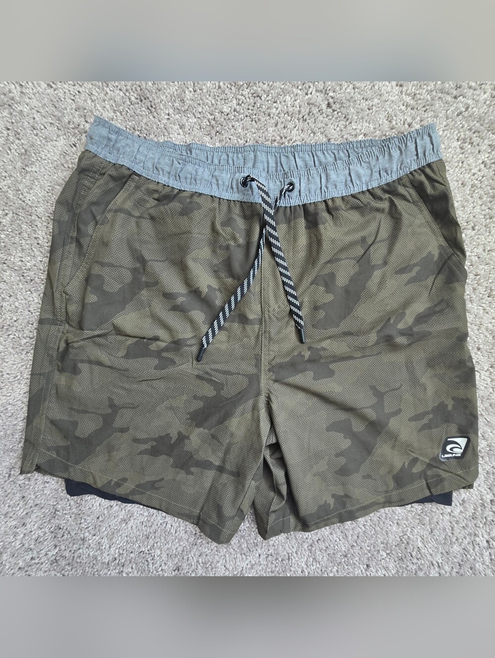Laguna Swim Shorts Mens XL Compression Liner Hybrid Beach Hybrid Green Camo